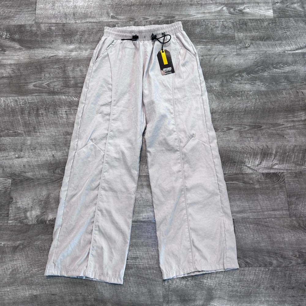 NWT Offcorss Wide Leg Utility Performance Pants Drawstring Beige Youth Sz. 12